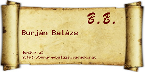 Burján Balázs névjegykártya